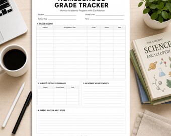 Registro de calificaciones para educación en el hogar (PDF imprimible) / Registro de calificaciones del estudiante / Registro de calificaciones para educación en el hogar / Libro de calificaciones imprimible / Imprimible en formato A4