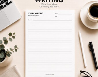 Papel para escribir cuentos (PDF imprimible) / Papel para escritura creativa / Hoja de trabajo de escritura imprimible / Papel para cuentos / Papel de escritura A4 para niños