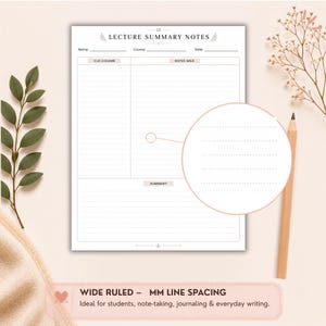 Cornell Notes Bundle Printable | Study Notes PDF | Lecture Notes Template | Student Note Taking Pages | College Notes Digital Download image 2