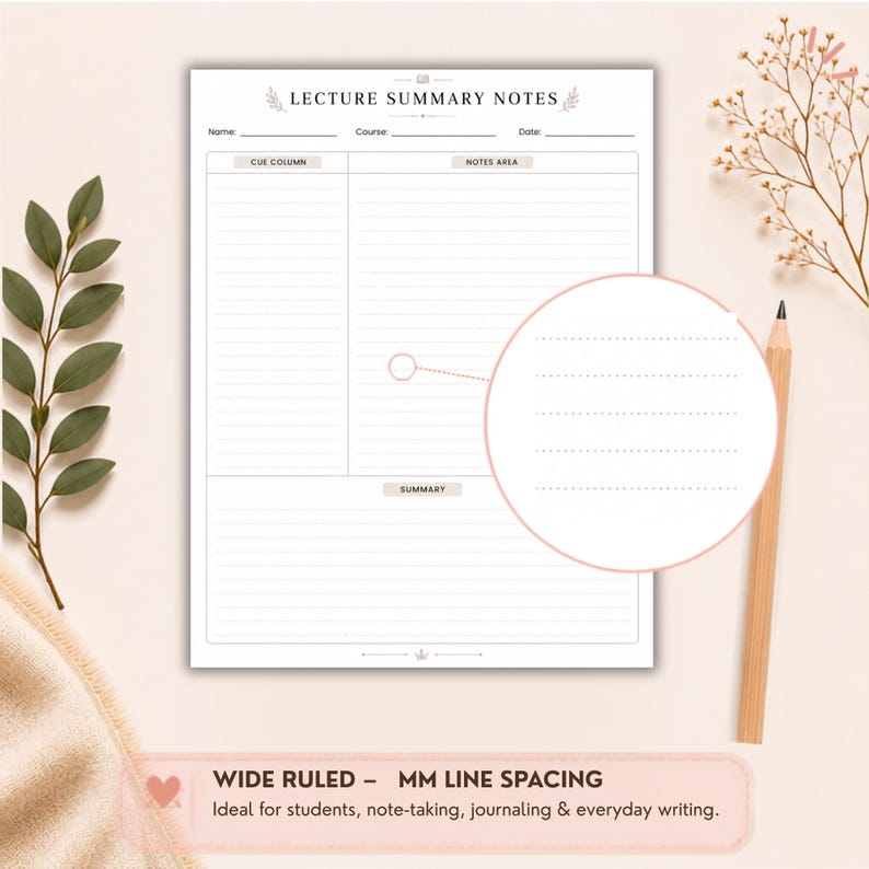 Cornell Notes Bundle Printable | Study Notes PDF | Lecture Notes Template | Student Note Taking Pages | College Notes Digital Download image 2