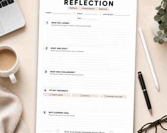 Student Learning Reflection Worksheet | Academic Study Review (PDF Download)