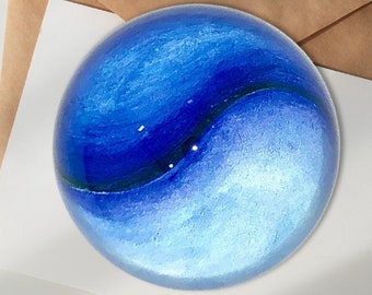 Glass Paperweight-YIN YANG -Blue Paperweight-Desk Accessories-Office Gift-Desk Accessories-Stationery-Gift for Mom-Gardener Gift-Yoga Gift
