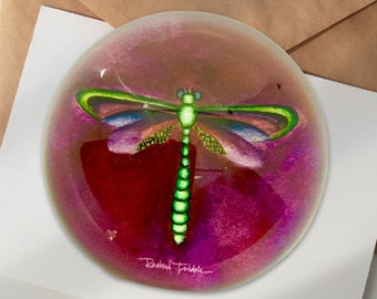 Handmade Glass Paperweight-PURPLE DRAGONFLY-Gardener Gift-Desk Accessories-Garden Art-Dragonfly Gift-Dragonfly-Mothers Day Gift-Fantasy Art