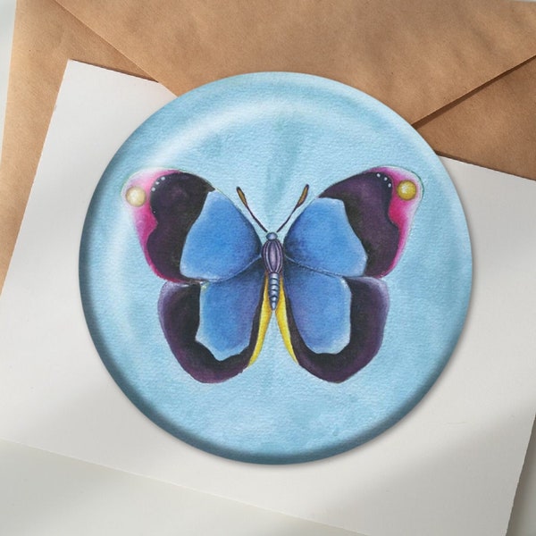 Glass Paperweight-Blue Butterfly-Butterfly Gift-Gardener Gift-Fairytale Art-Desk Accessories-Butterflies-Stationery Set-Mother's Day Gift