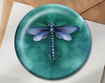 Glass Paperweight-BLUE DRAGONFLY Art-Mother's Day Gift-Nature Art-Desk Accessories-Dragonfly Gift-Gardener Gift-Fairy Gift-Dragonflies