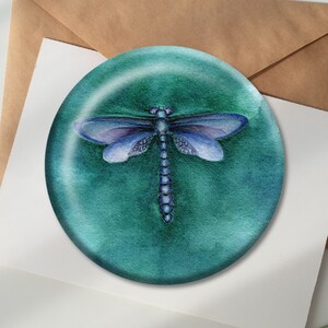 Glass Paperweight-BLUE DRAGONFLY Art-Mother's Day Gift-Nature Art-Desk Accessories-Dragonfly Gift-Gardener Gift-Fairy Gift-Dragonflies image 1