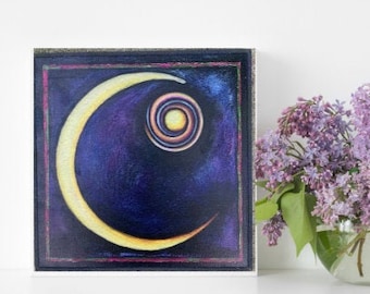 Moon wall art-Moon Phase Wall Hanging-Moon Witch-Garden Art-Magical Garden Decor-Crescent Moon Decor-Triple Goddess Art-Sabbatt Gift Rachel