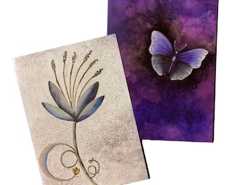 Nature Note Card-Rachel Tribble Art Prints-Purple Butterfly Flower-Blank Card Set-Garden Gift-Kids Room Decor-Butterfly Art Prints-Art Card