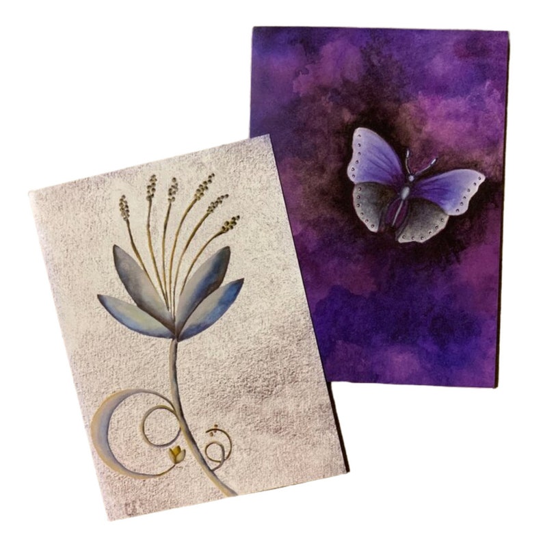 Nature Note Card-Rachel Tribble Art Prints-Purple Butterfly Flower-Blank Card Set-Garden Gift-Kids Room Decor-Butterfly Art Prints-Art Card image 1