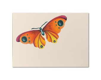 Orange Butterfly Painting-Butterfly Blank Card-Butterfly Card-Rachel Tribble Cards-Butterfly Decor-Gift for Gardener-Garden Painting-Flowers