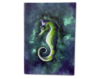 Seahorse Card-Beach Decor-Beach Postcard- Rachel Tribble-Seahorse Painting-Ocean Art-Summer Decor-Tropical Card-Marine Art-Gift for Beach