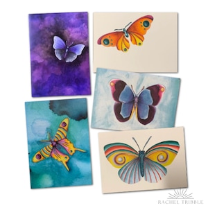 Butterfly Cards-Set of Butterflies-Butterfly Painting-Gardener Gift-Nature Art-Office Decor-Stationery Set-Garden Art-Mothers Day Gift image 1