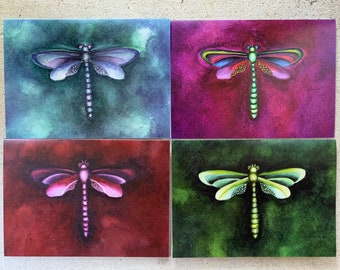 Dragonfly Blank Cards-Nature Art-Stationery-Nature Notecard-Gardener Gift Set of 8-Dragonfly Gift-Dragonfly Art-Mothers Day Gift-Fantasy Art