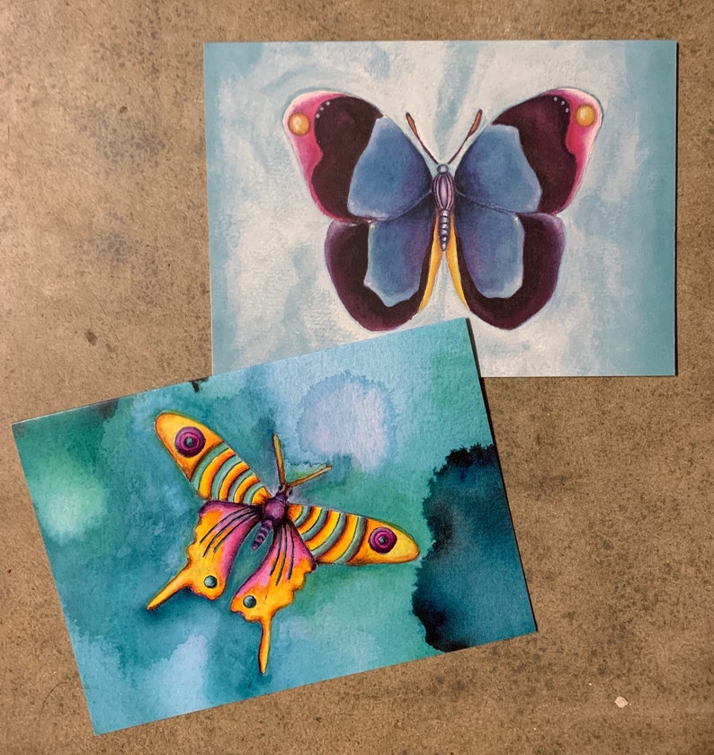 Butterfly Greeting Cards Watercolor Paintings Yellow image 0