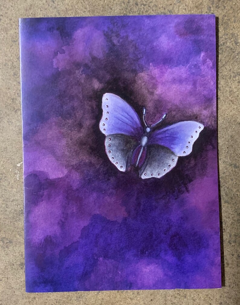 Nature Note Card-Rachel Tribble Art Prints-Purple Butterfly Flower-Blank Card Set-Garden Gift-Kids Room Decor-Butterfly Art Prints-Art Card image 3