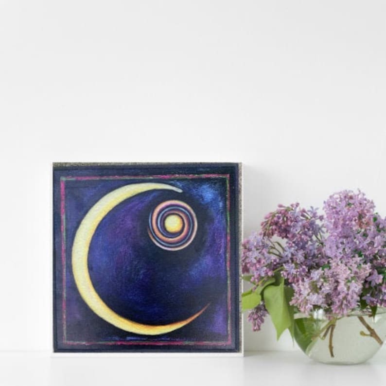 Moon wall art-Moon Phase Wall Hanging-Moon Witch-Garden Art-Magical Garden Decor-Crescent Moon Decor-Triple Goddess Art-Sabbatt Gift Rachel image 1