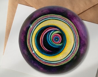 Handmade Glass Paperweight- Purple Paperweight-Tribal Painting-Fun Decor-Desk Accessory-Employee Gifts-Corporate Gift-Fantasy Art