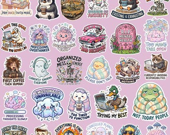 Funny Sarcastic Sticker PNG Bundle, Snarky Meme Clipart Pack, Cute Dark Humor Designs for Sublimation, Crafts & Digital Download