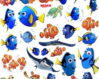 Finding Nemo & Dory PNG Bundle, 28 Cute Ocean Fish Clipart Designs, Cartoon Sea Animal PNG Files for Crafts  Sublimation