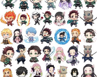 Cute Chibi Anime Warrior Character Bundle PNG , 40 Transparent Background Fantasy Manga Style Characters for Printing, Crafts and Digital
