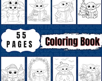 55 Kids Coloring Pages Printable PDF | Fun Coloring Book for Children | A4 Digital Download Activity Bundle
