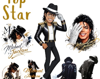 Michael Jackson PNG Bundle, King of Pop Clipart, Retro 80s Music Legend PNG, Vintage Singer Sublimation Design Download