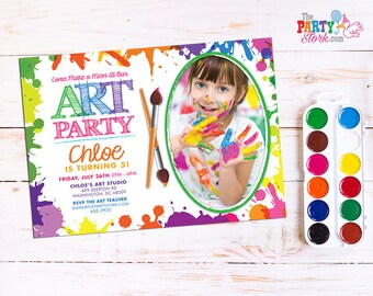 art paint party invitations printable birthday invitation etsy