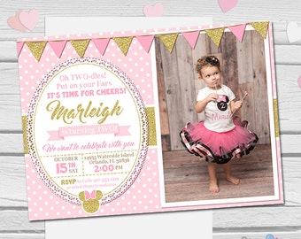 minnie mouse 2nd birthday invitations printable girls party etsy
