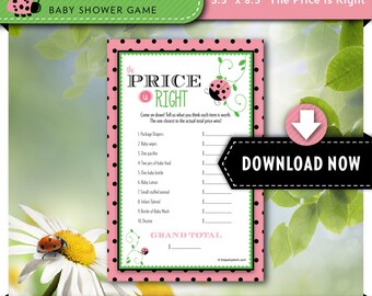 LADYBUG Baby Shower Game Pack Instant Download 7 Shower Games Red Ladybug Pink Flower Modern Baby Girl Cute DYI Printable Polka Dots B107