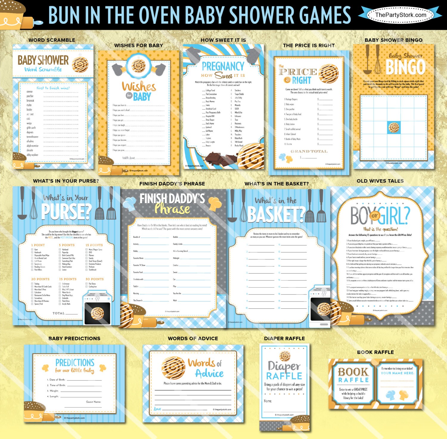 Bun in the Oven Baby Shower Games Baby Boy Shower Games - Etsy