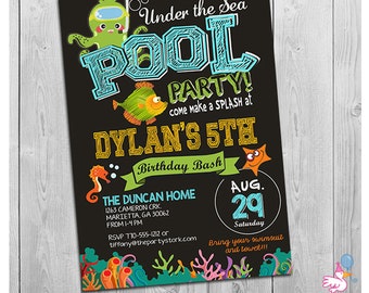 Under the Sea Pool Party Invitation | Printable Birthday Invite for Boy or Girl | Summer Pool Party | Swimming Pool Invitations