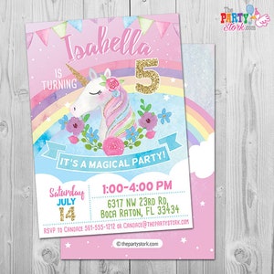Unicorn Invitation, Unicorn Printables, Unicorn Invite, Unicorn Theme, Girls Birthday Party Invitations, Birthday Unicorn, Pastel Rainbow image 1
