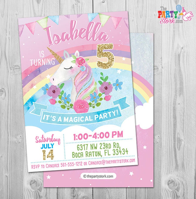 Unicorn Invitation, Unicorn Printables, Unicorn Invite, Unicorn Theme, Girls Birthday Party Invitations, Birthday Unicorn, Pastel Rainbow image 1