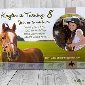Horseback Riding Birthday Invitation with Photo – Printable Horse Party Invite for Girls | Equestrian Party Digital Download