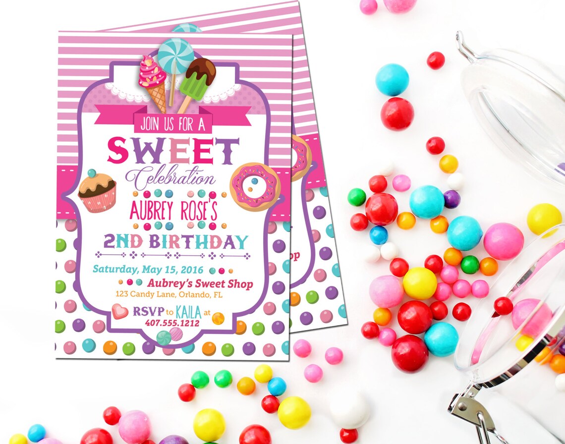 Candy Invitation Candy Birthday Invitations Sweet Shoppe - Etsy