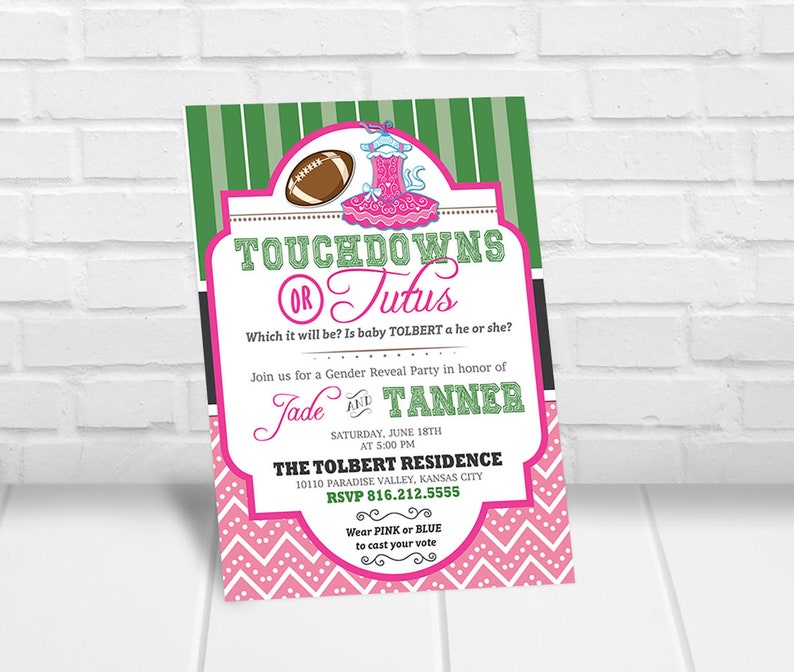 Touchdowns or Tutus Invitations Touchdowns or Tutus Gender Etsy