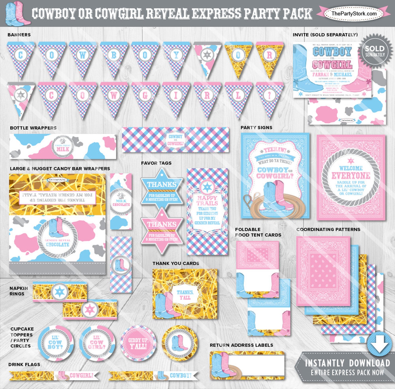 Gender Reveal Party Decorations Western Cowboy or Cowgirl Etsy