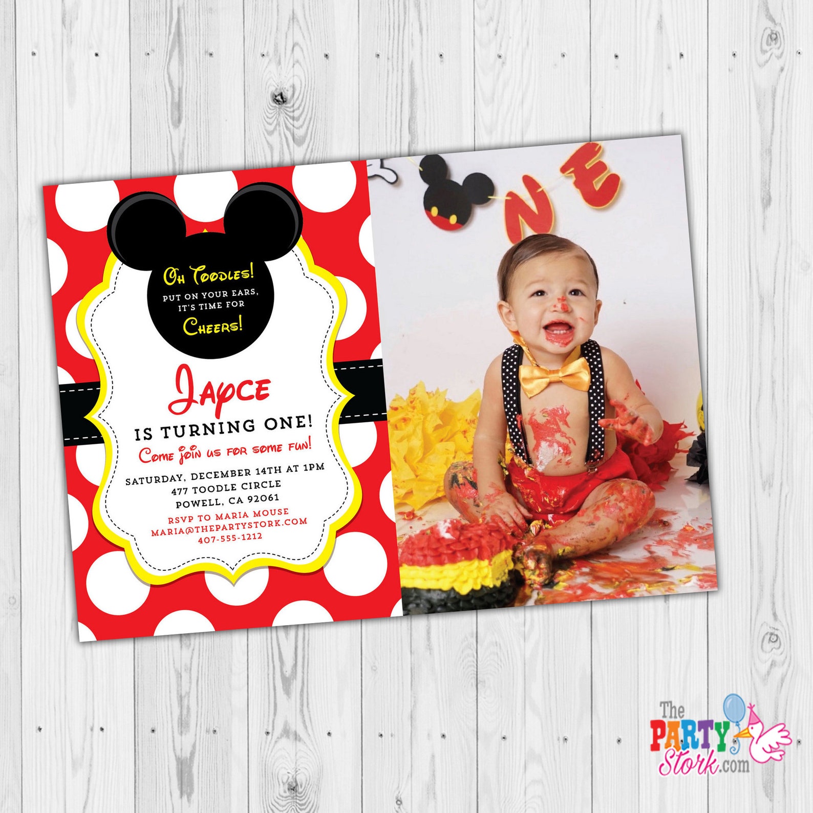 Mickey First Birthday Invitation Mickey Mouse Invitation With Etsy