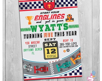 Race Car Invitation: Printable Personalized Boys Racing Birthday Party Invitations | Custom Race Track Invite |