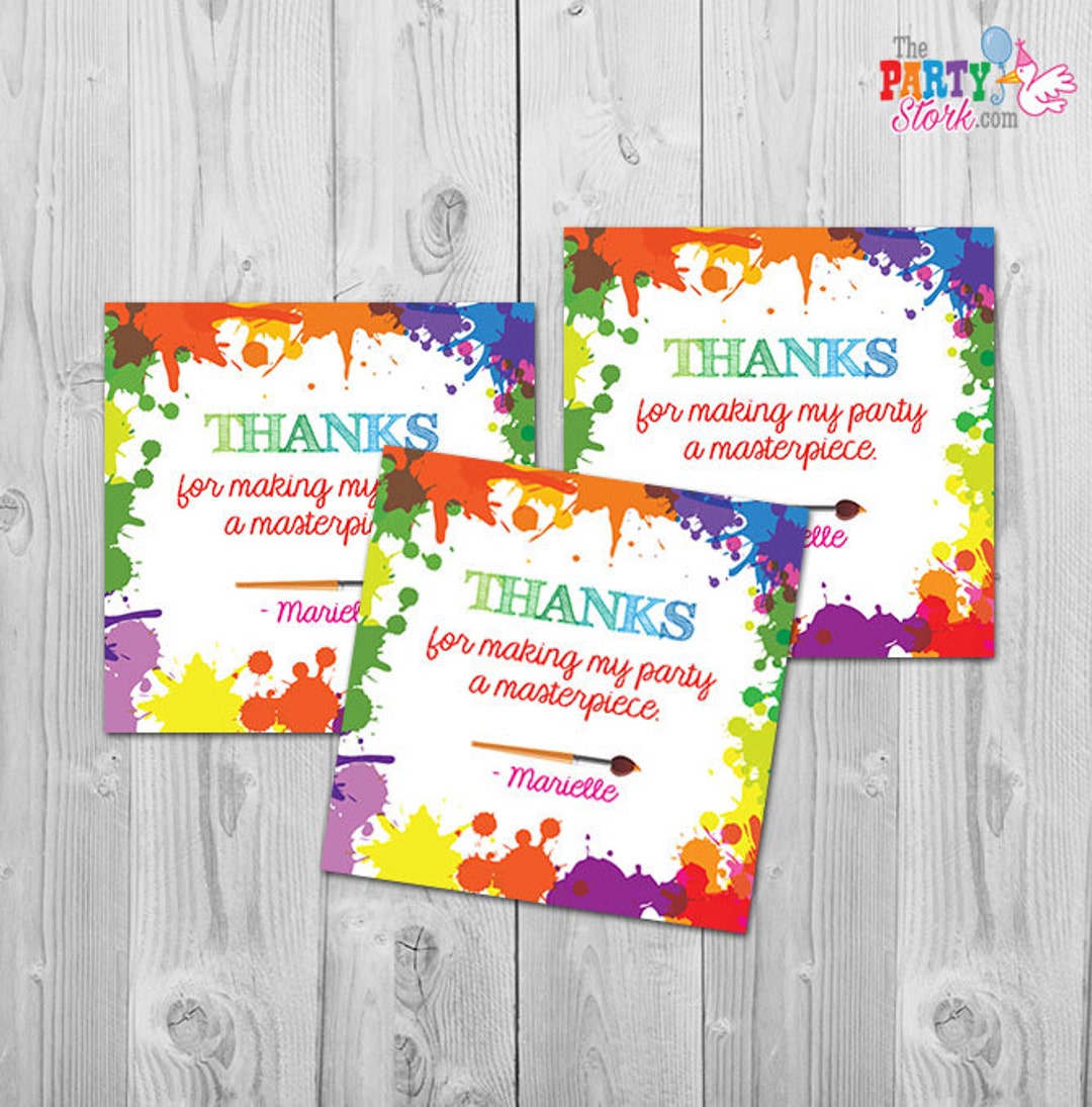 Editable Art Party Favor Tags Painting Party Thank You Tag Sticker Art -  Design My Party Studio