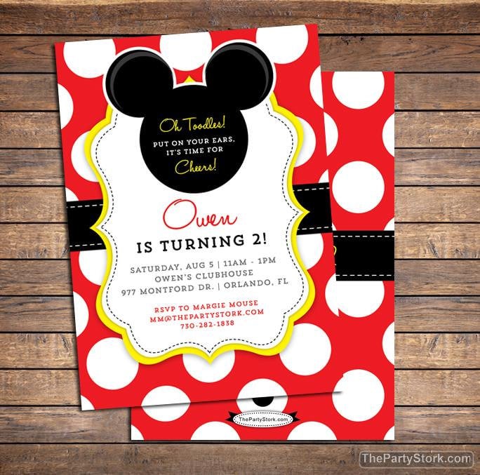 Mickey Mouse Invitation Mickey Mouse Birthday Invitations Etsy