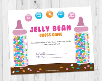 Candy Guessing Game, Jelly Bean Guess Baby Shower Game, Printable Candy Guess Game, Fun Unique Baby Shower Game Girl Pink Instant download