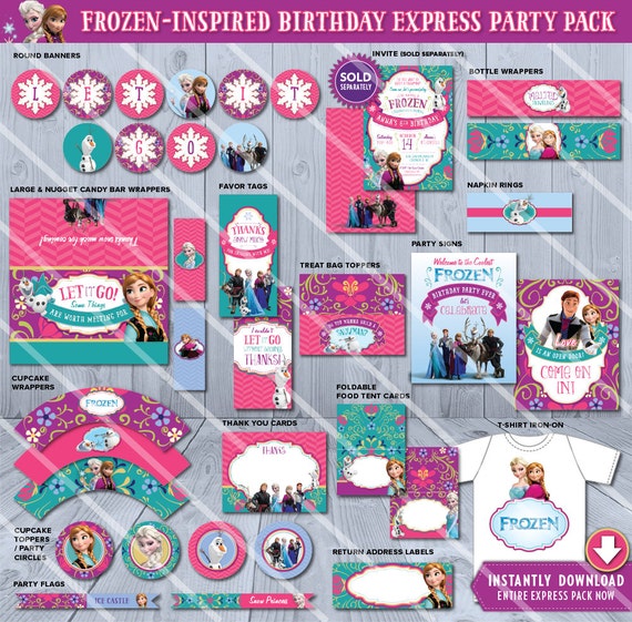 Frozen Party Supplies, Frozen Printables, Frozen Party Ideas, Printable Frozen Party Kit, Frozen Party Package Il_570xn