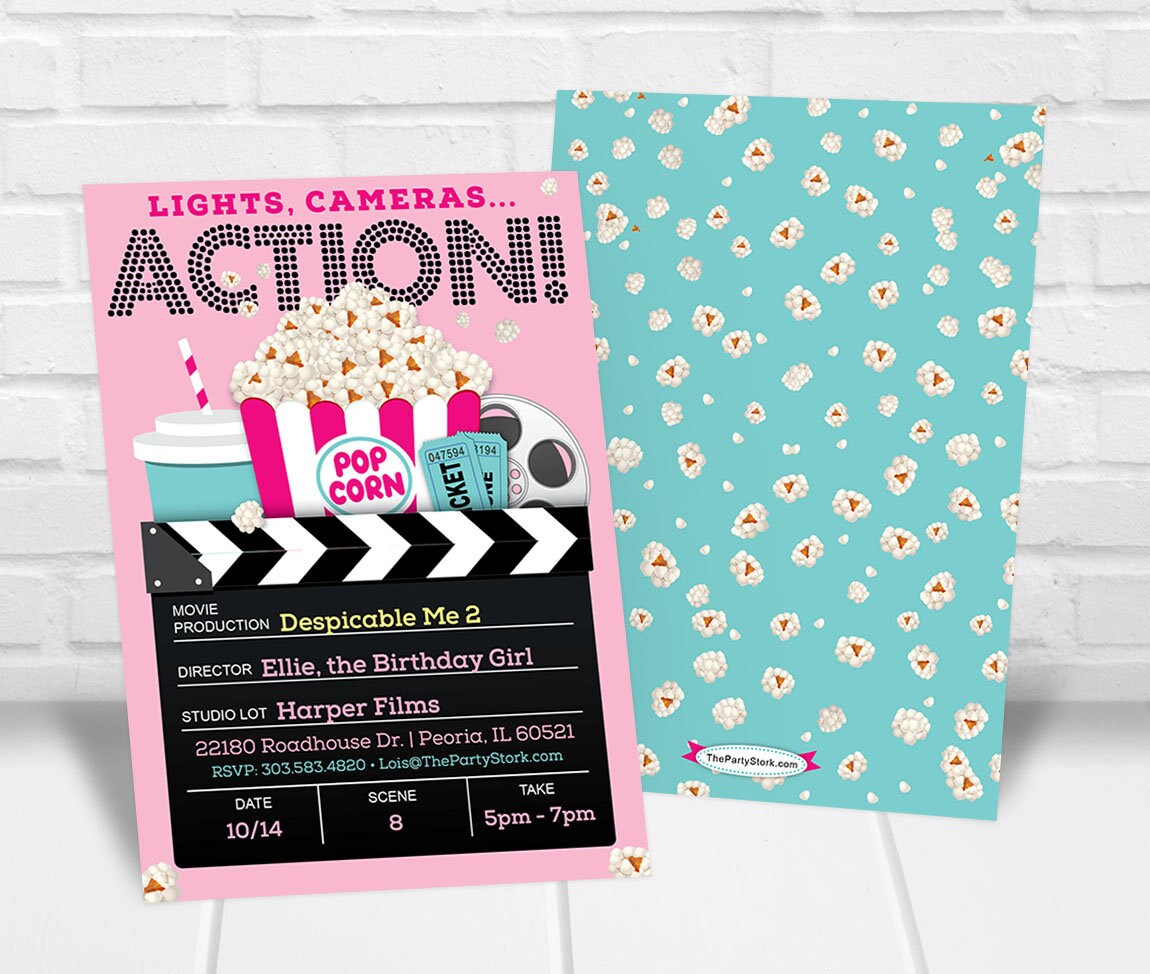 Movie Invitation Movie Party Invitation Printable Girls - Etsy