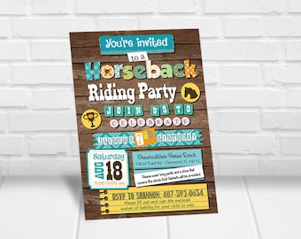 Boys Horse Back Riding Invitation: Custom Printable Boys Horse Birthday Party Invitations | Equestrian Theme Invite | Horseback Invites