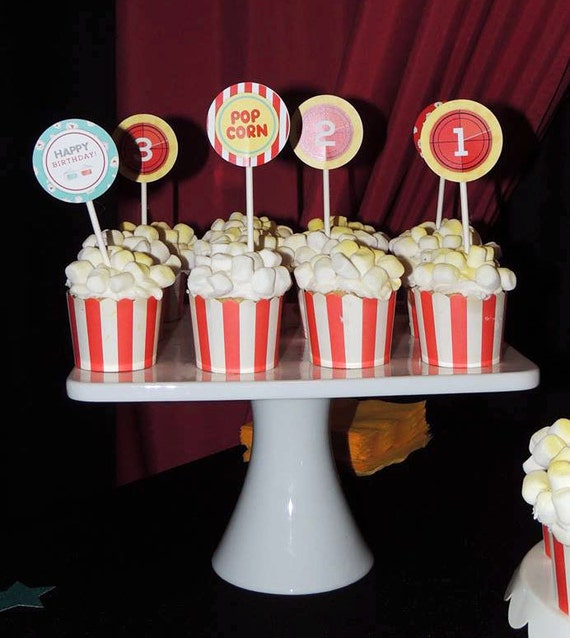 Movie Cupcake Toppers Movie Birthday Party Decorations Movie