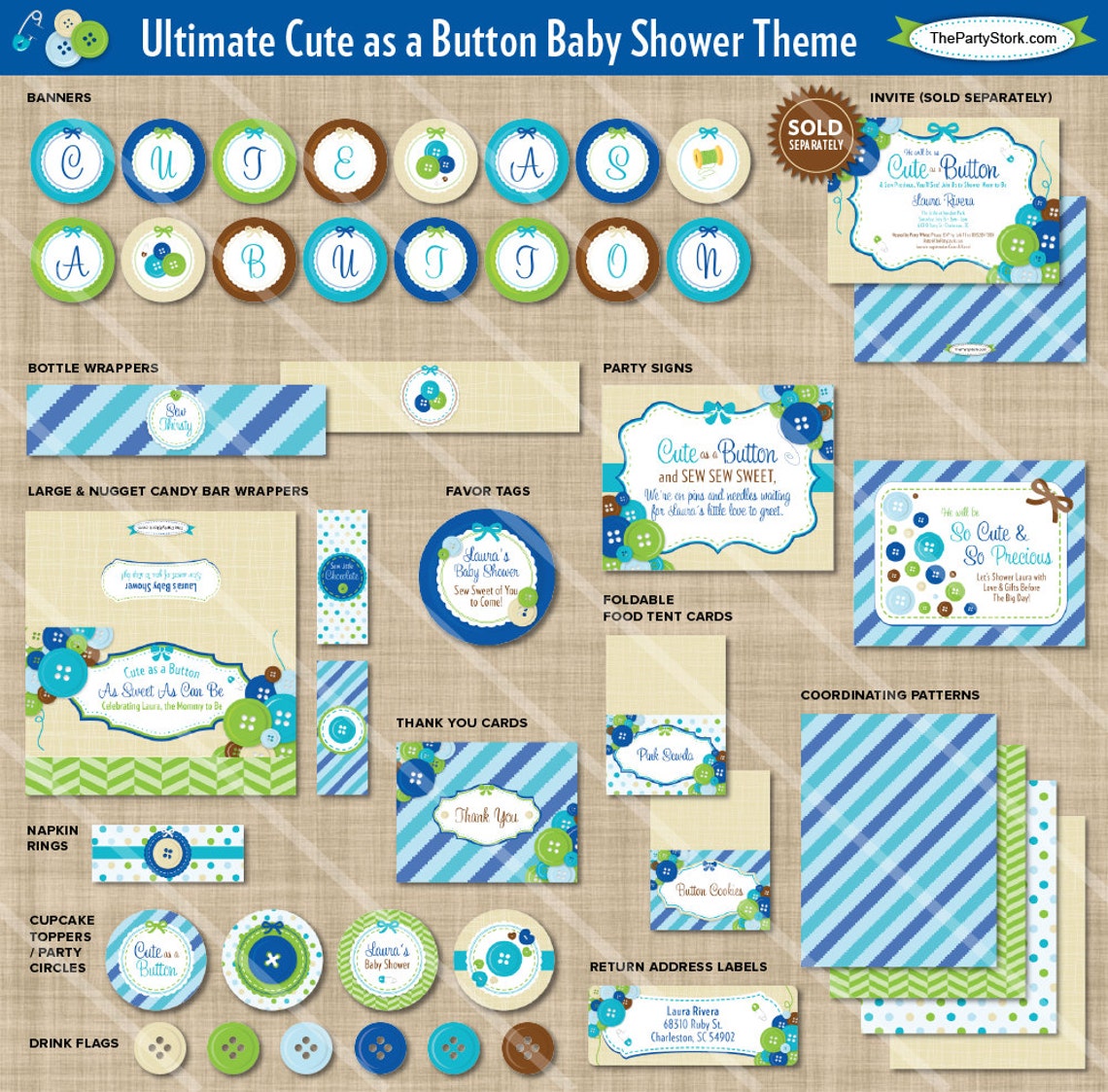 Cute as a Button Baby Shower Invitation Boy Baby Shower - Etsy