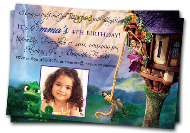 Tangled Invitation, Rapunzel Invitation, Tangled Birthday Party, Printable Tangled Party Invitation with Photo image 1