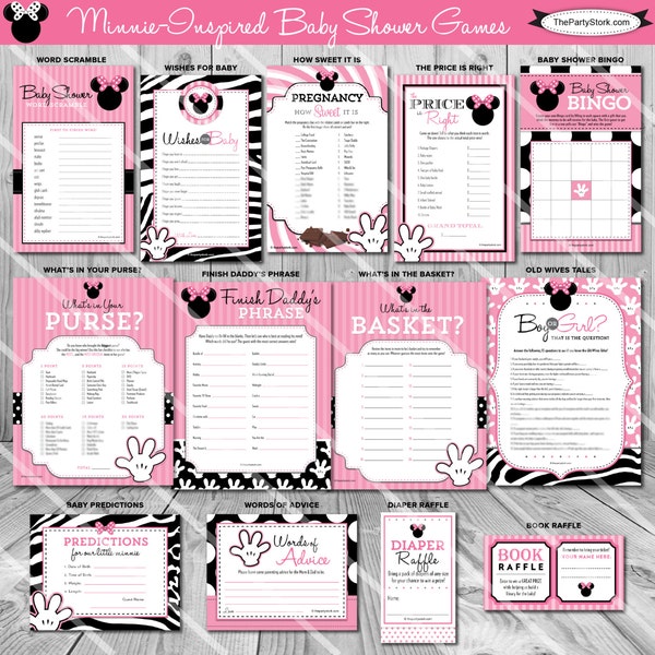 Minnie Mouse Baby Shower Games Minnie Mouse Games for Girl Baby Shower Games Printable Baby Shower Games Girl Baby Shower Game Bundle inShop