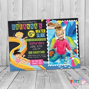 Waterslide Birthday Invitation, Printable Waterslide Invitation, Waterslide Party Invitation Girl, Water Slide Birthday Invite, Pool Party